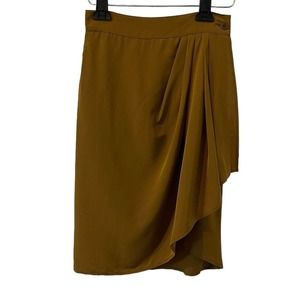 Genny Womens Side Zip Knee Length Silk-Wrap Skirt Size 4